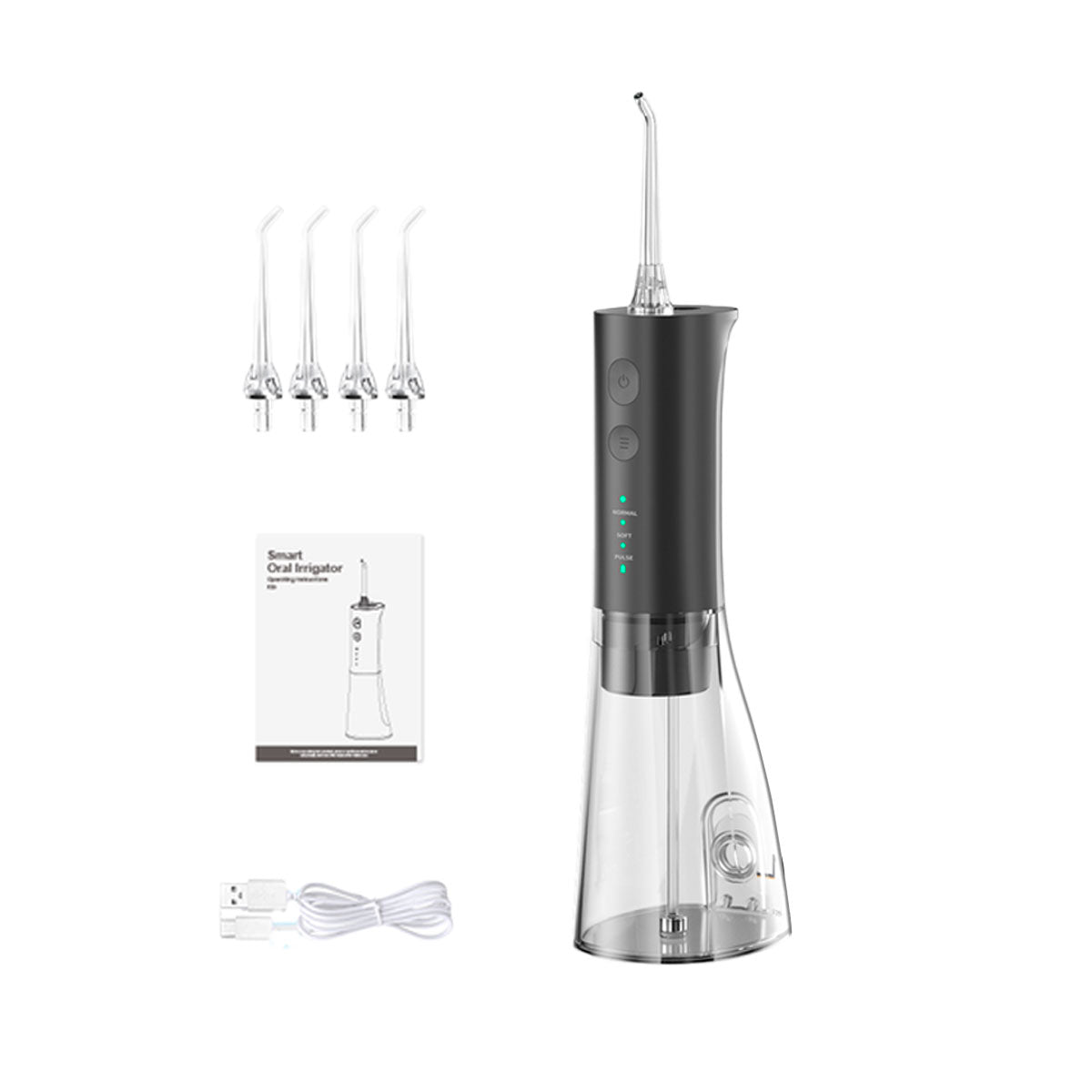 Hydropropulseur - Oral Irrigator F29 Noir - 4 buses - câbles de recharge - manuel d'instructions- oralirrigator.fr