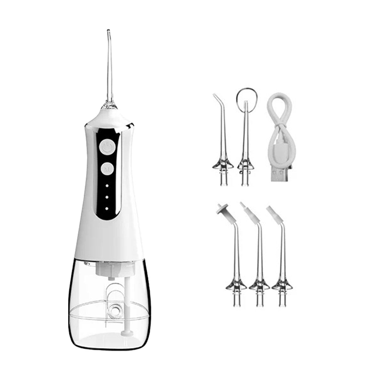 Jet dentaire portatif - Oral Irrigator L10 Blanc - 5 buses - un câble usb de recharge - oralirrigator.fr
