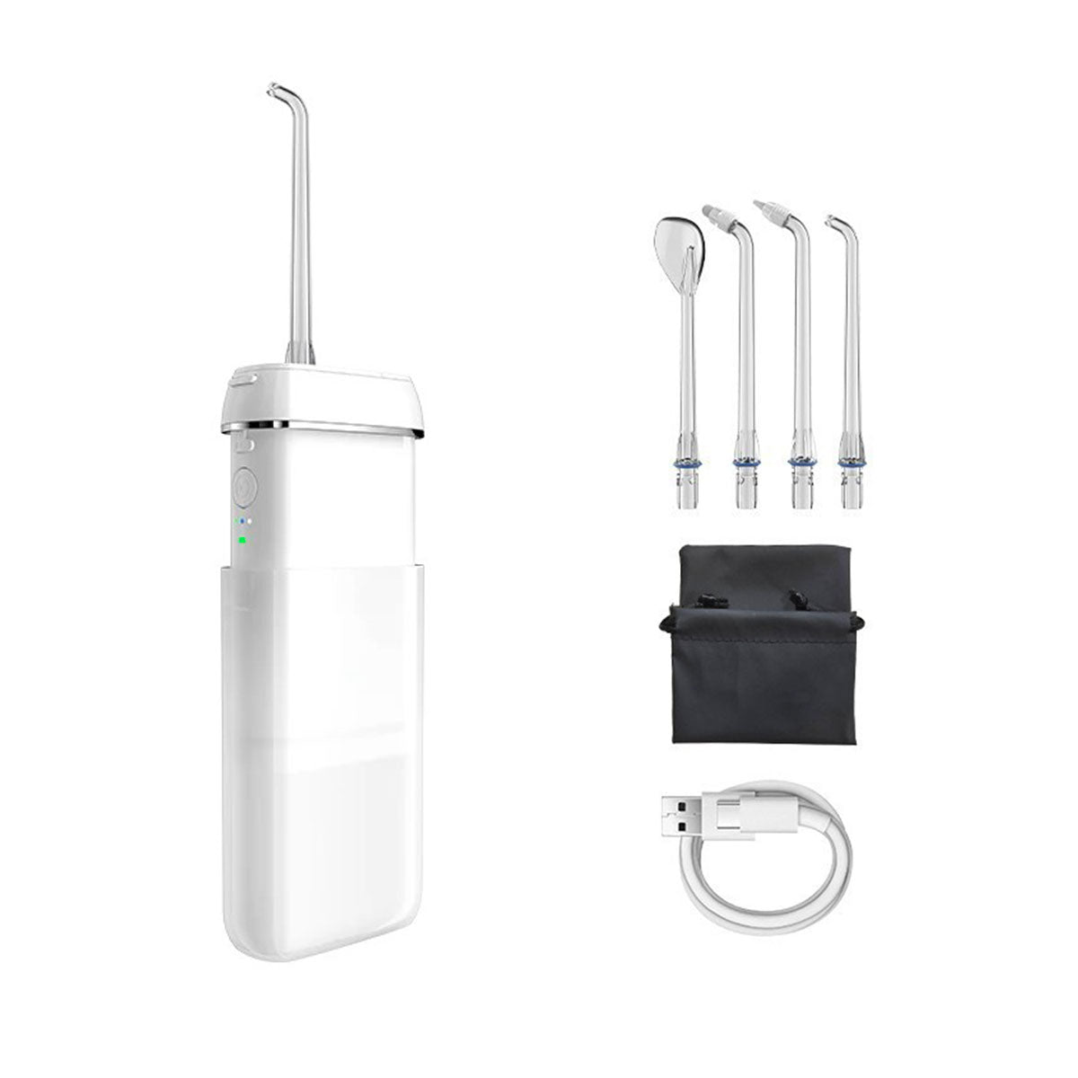 Hydropulseur de voyage - Oral Irrigator Mini v2 Blanc - 4 buses - sac de transport - câble usb-c - oralirrigator.fr