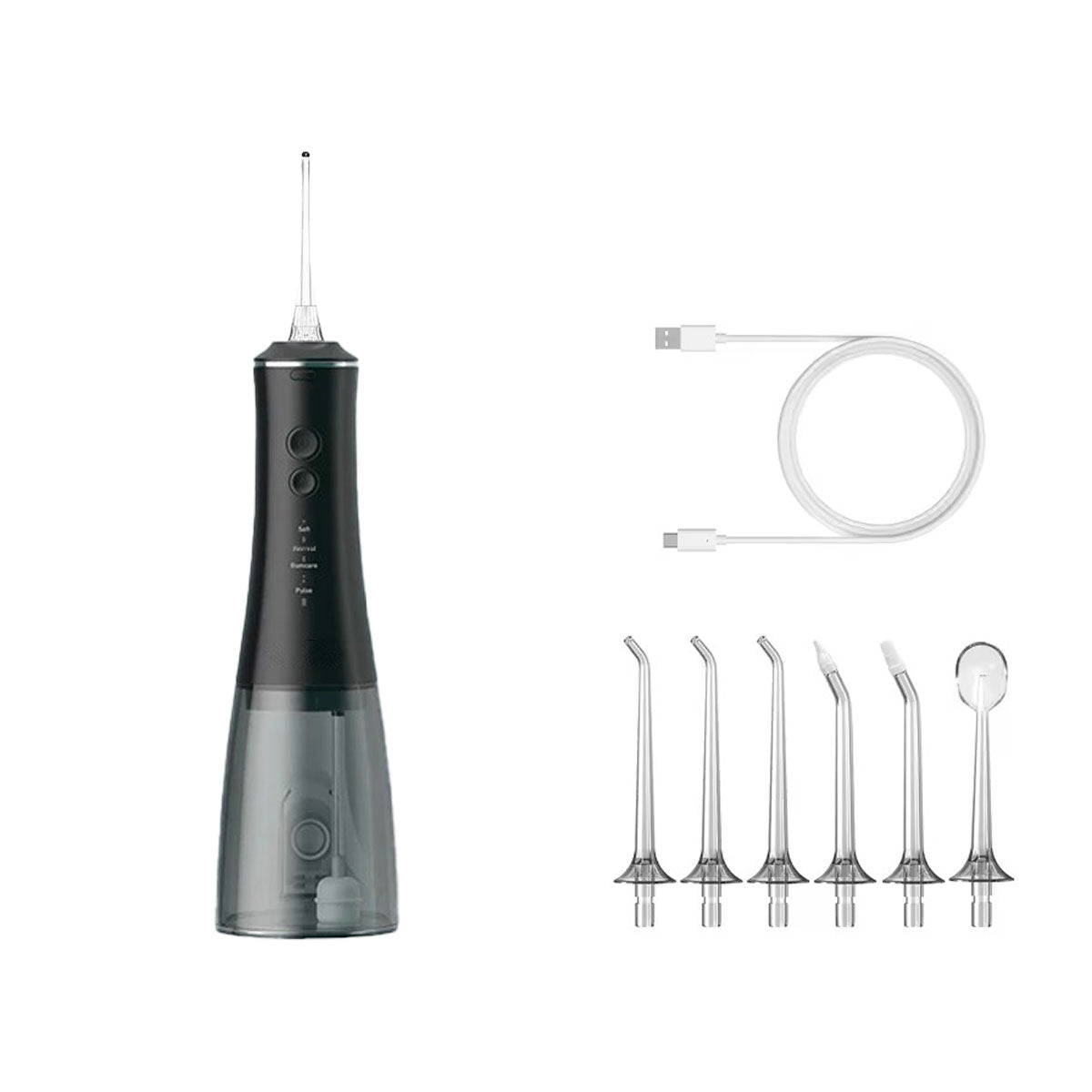 Hydropulseur dentaire pour implants - Oral Irrigator V2 Noir - 6 buses incluses + un câble de recharge usb-c - oralirrigator.fr
