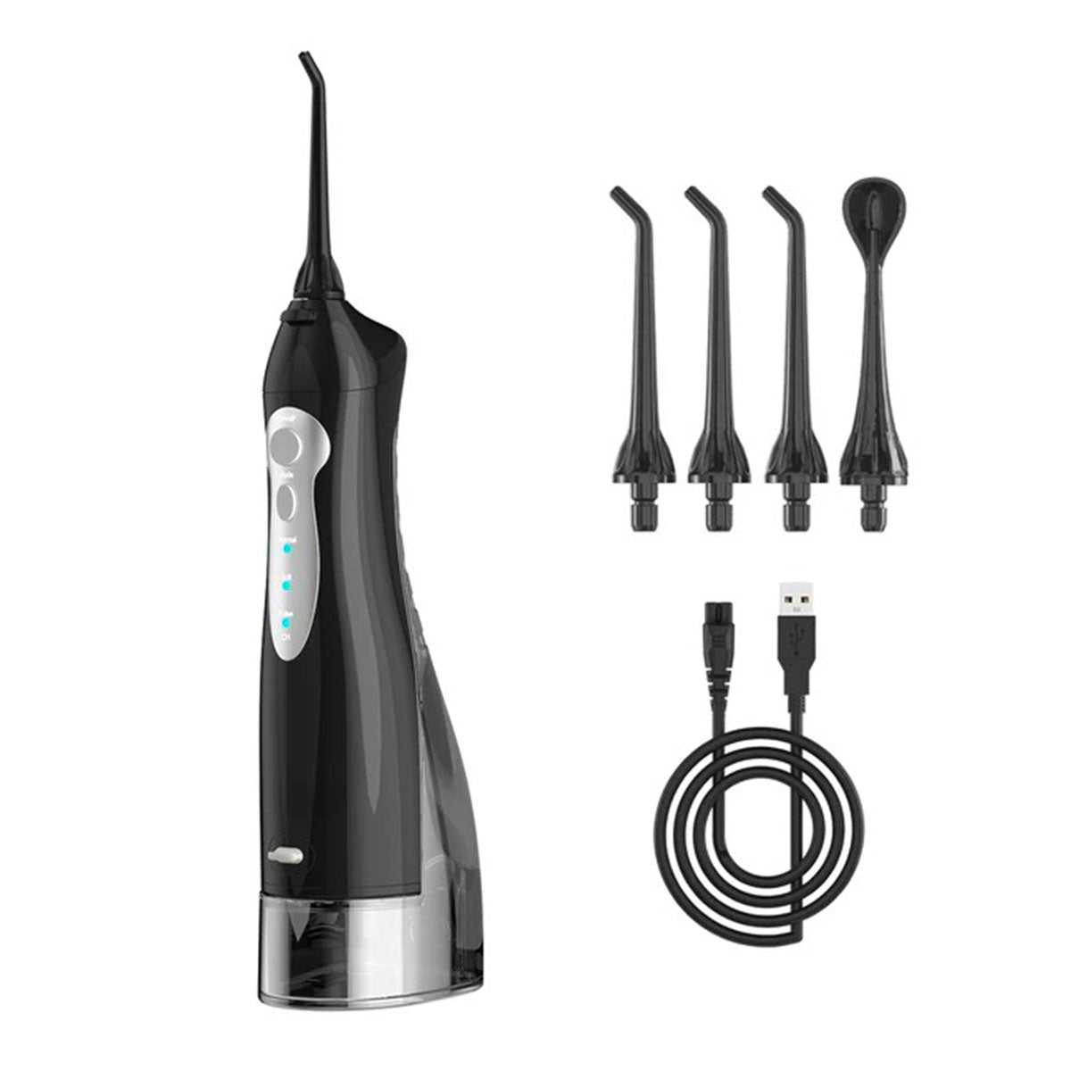 Jet dentaire hydropropulseur - Oral Irrigator D52 Noir - 4 buses - 1 câble rechargeable - oralirrigaotr.fr