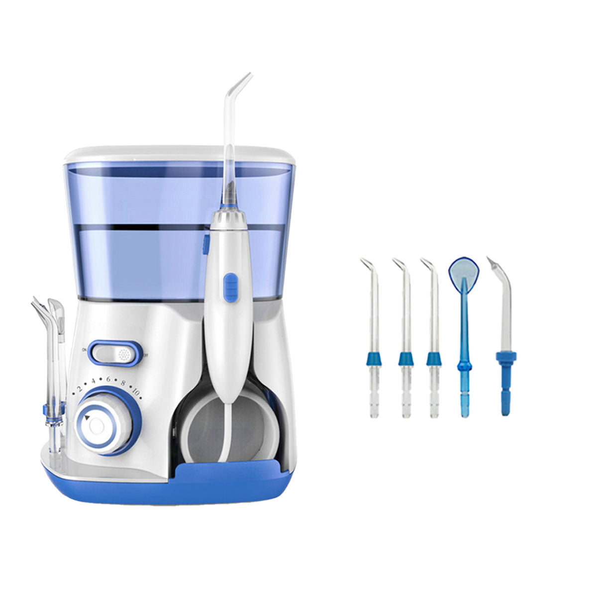 Jet dentaire ultra puissant - Oral Irrigator Pro 800 Bleu - 5 buses - oralirrigator.fr