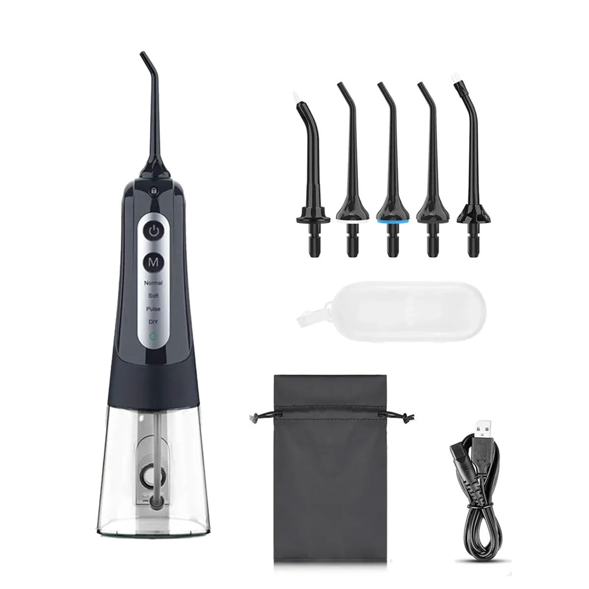 Irrigateur buccal - Oral Irrigator 3GX Noir -  5 buses - un câble de charge USB - un sac de transport - oralirrigator.fr