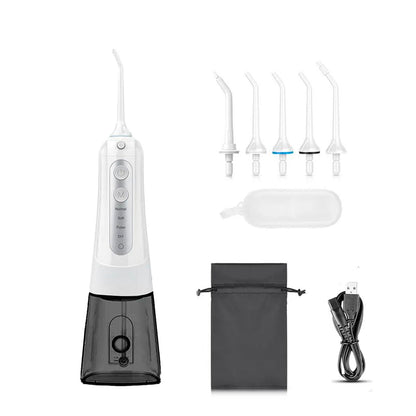 jet hydropulseur dentaire Oral irrigator 3GX Blanc - 5 buses - sac de transport - un câble de recharge usb - oralirrigator.fr