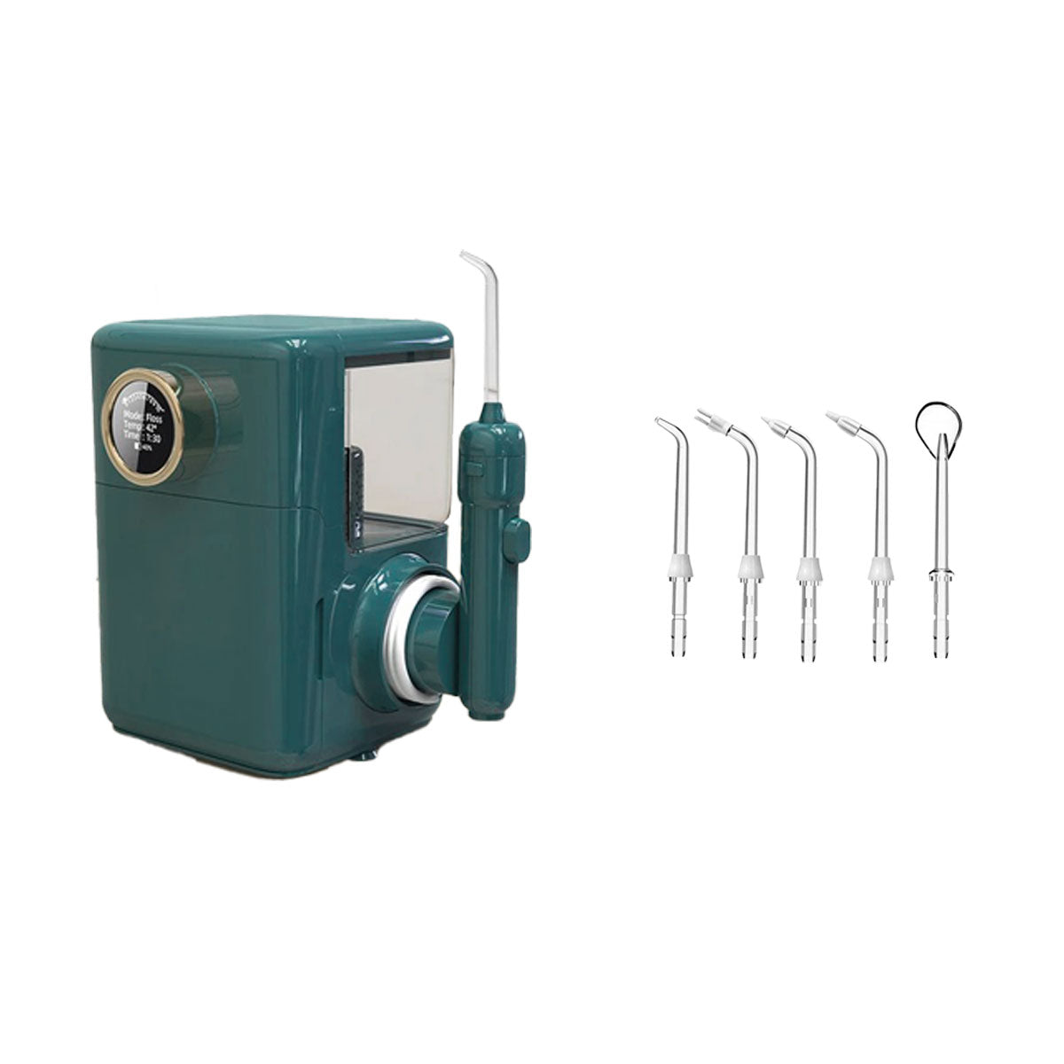 Appareil jet dentaire hydropulseur professionnel - Oral Irrigator AOW10 Vert - 5 buses incluses - oralirrigator.fr
