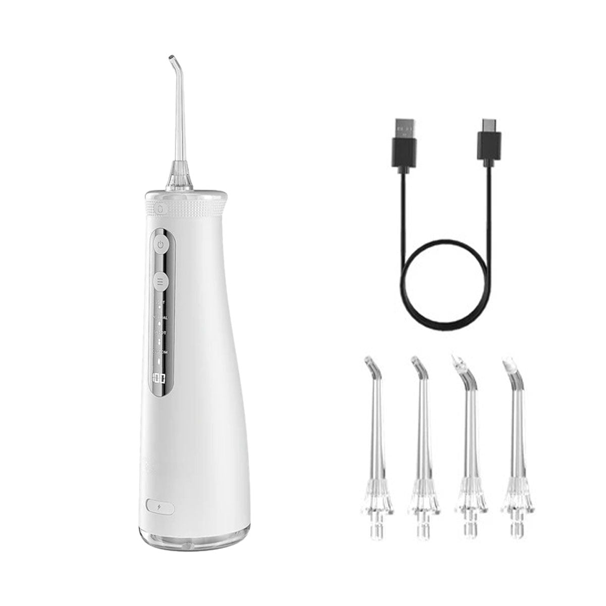 Hydropulseur dentaire portable - Oral Irrigator F52 Blanc - 4 buses - un câble de recharge - oralirrigator.fr
