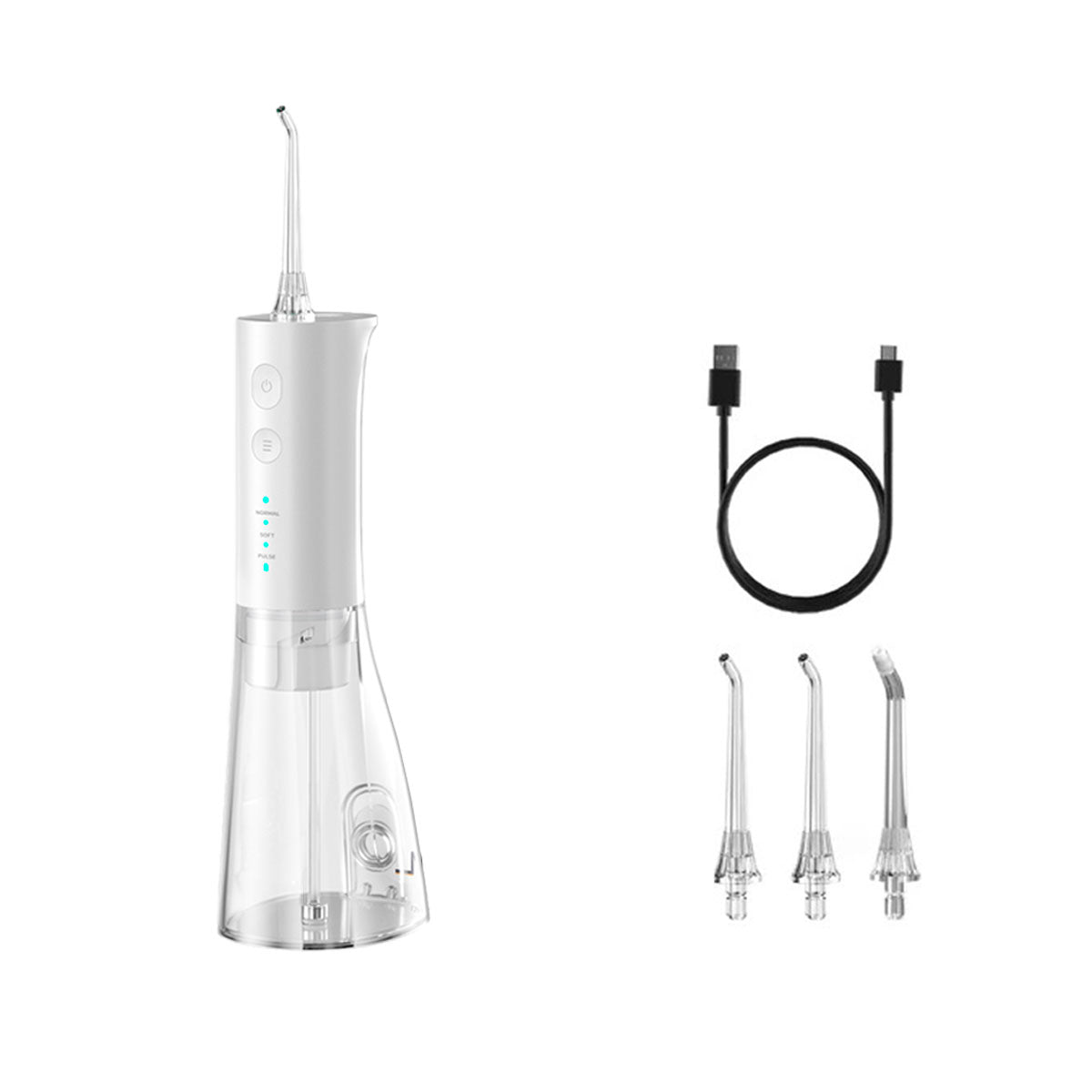 Hydropulseur gencives sensibles - Oral Irrigator F29 Blanc - 4 buses incluses + un câble de recharge usb - oralirrigator.fr