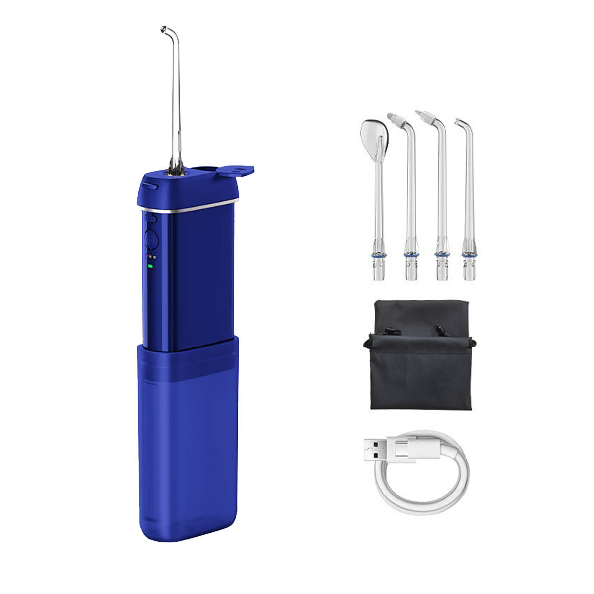 Hydropulseur voyage - Oral Irrigator Mini v2 Bleu - 4 buses - sac de voyage - câble de recharge usb-c - oralirrigator.fr